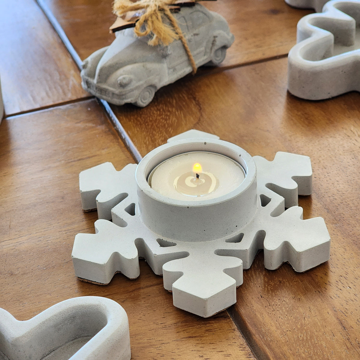 Porta Vela Copos de Nieve Para Tealight De Concreto