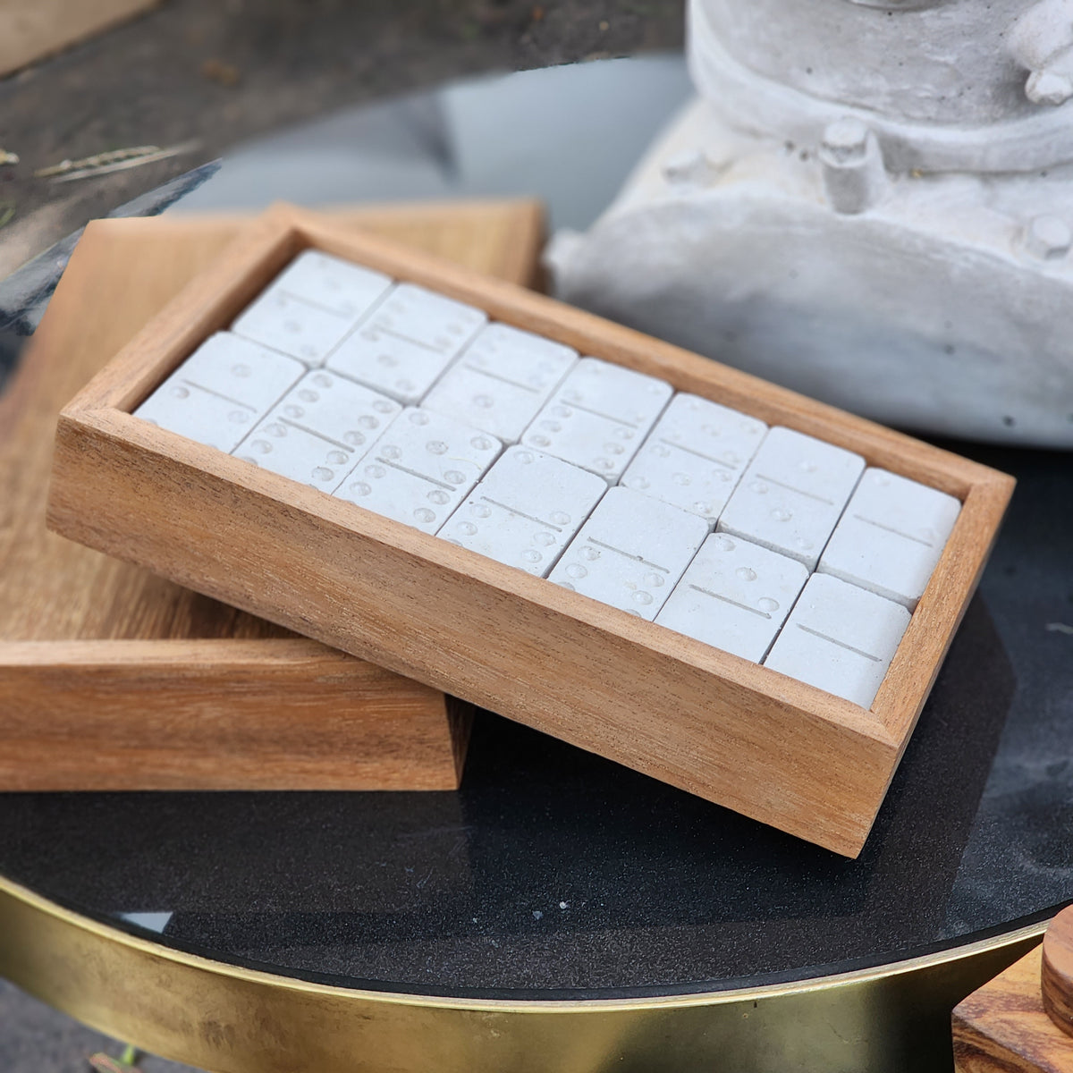Juego de Dominó · Set Artesanal en Madera y Concreto