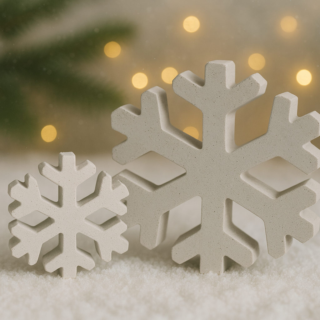 Set de Copos de Nieve · Decoración Navideña en Concreto