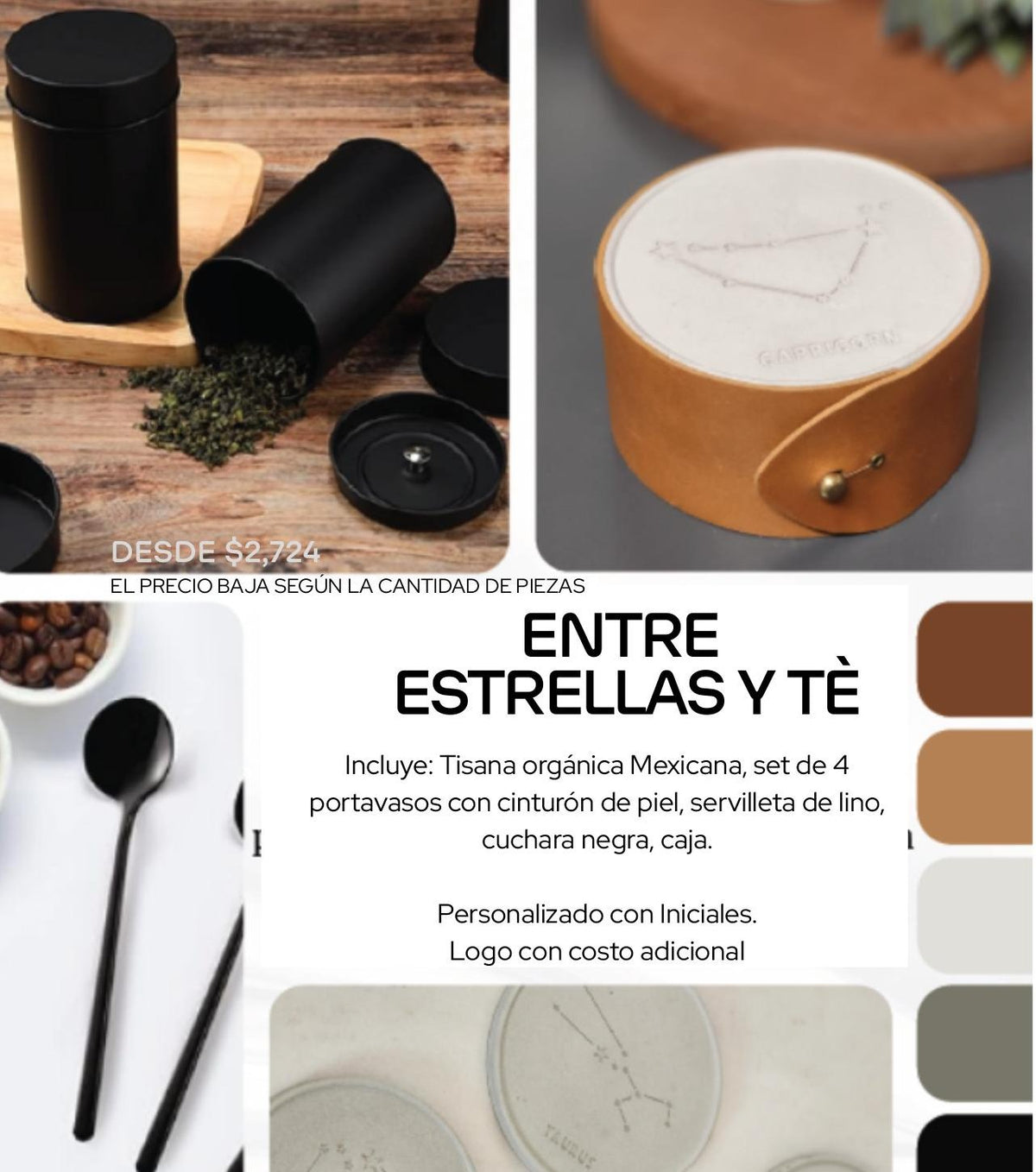 Entre Estrellas y Té Welcome Kit Gourmet con tisana mexicana y portavasos - Pirinola