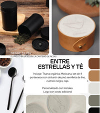 Entre Estrellas y Té Welcome Kit Gourmet con tisana mexicana y portavasos - Pirinola