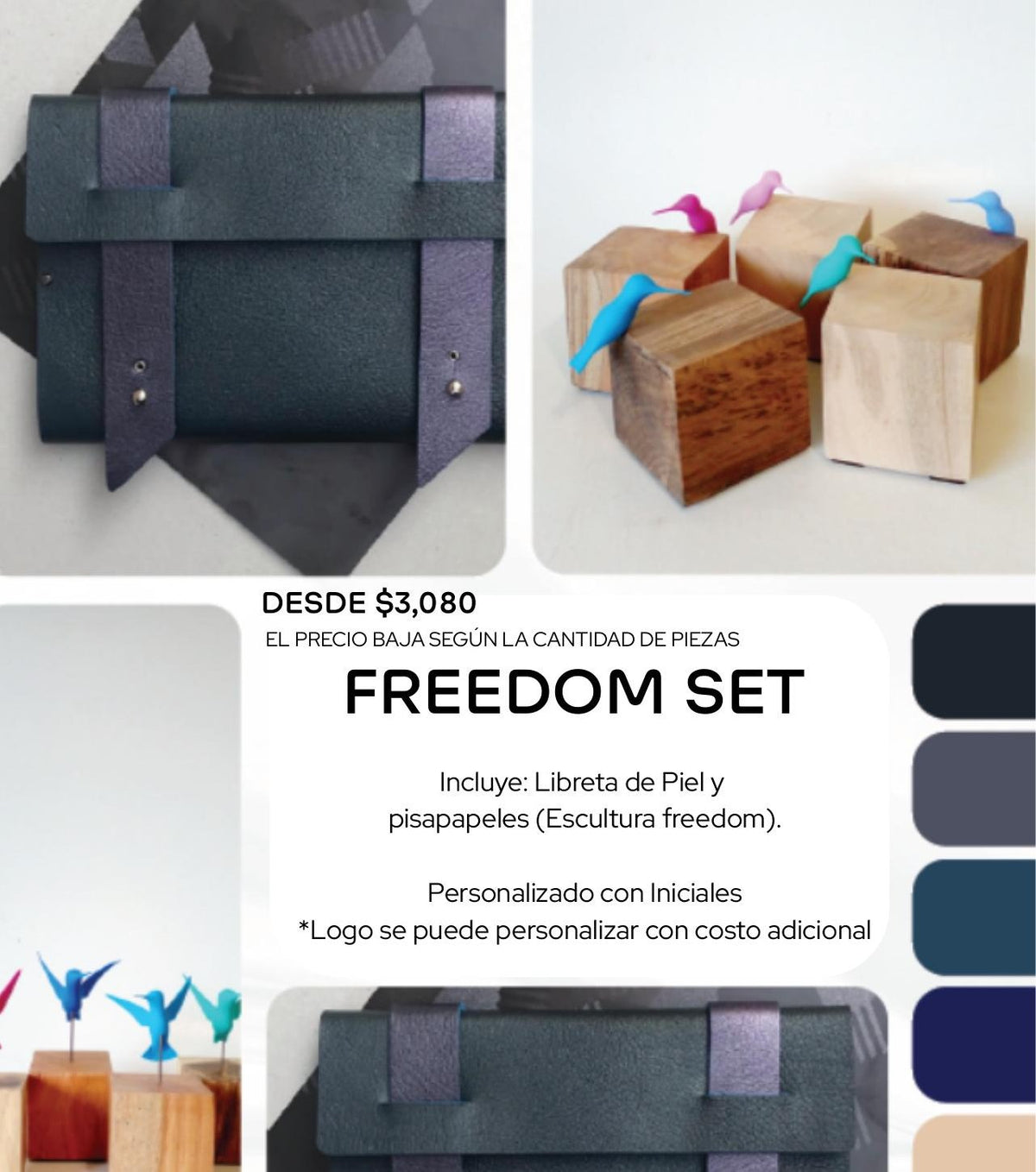 Freedom Set Welcome Kit Ejecutivo con libreta de piel y pisapapeles escultórico - Pirinola