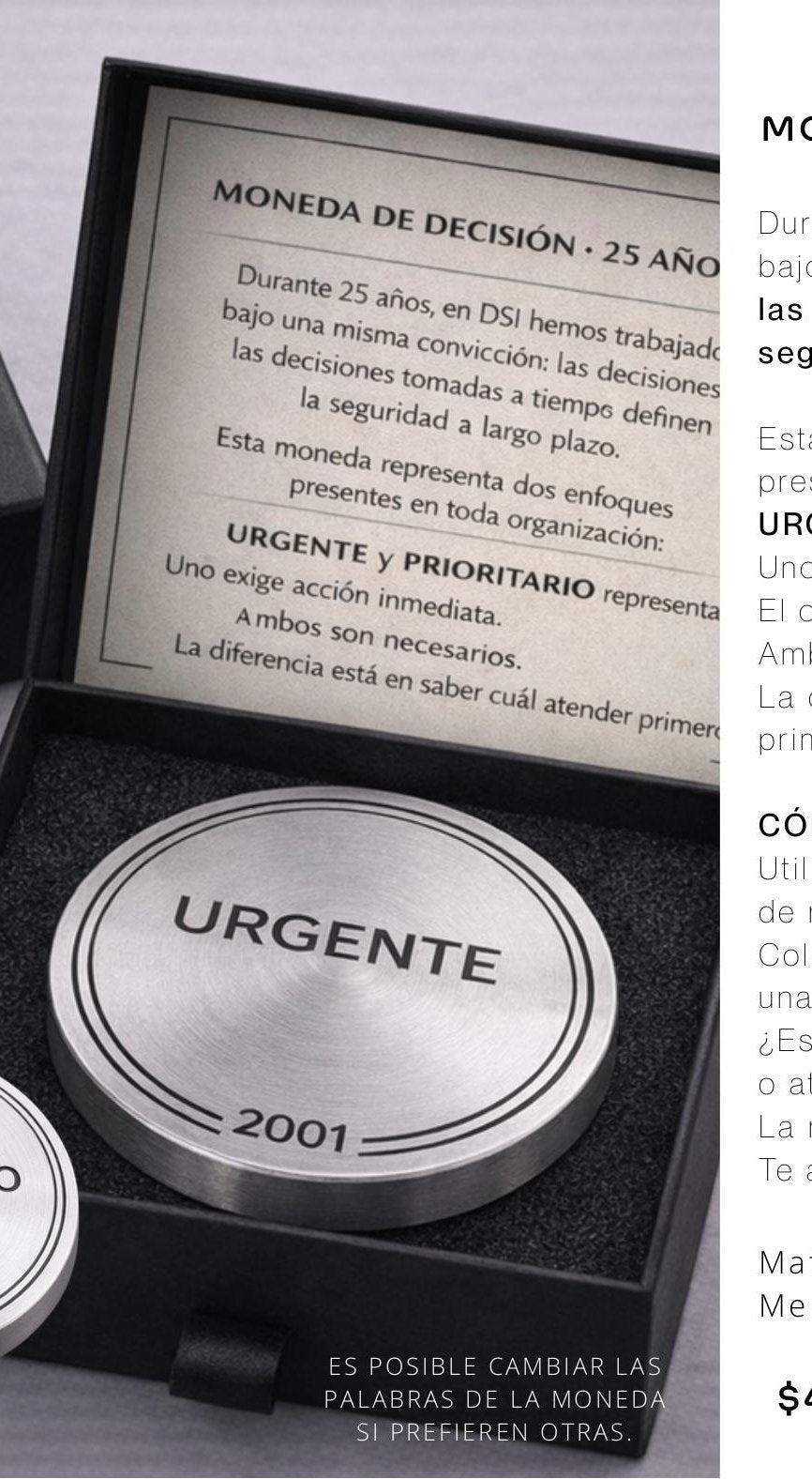 Moneda de Decisión de aluminio con grabado Urgente y Prioritario - Pirinola