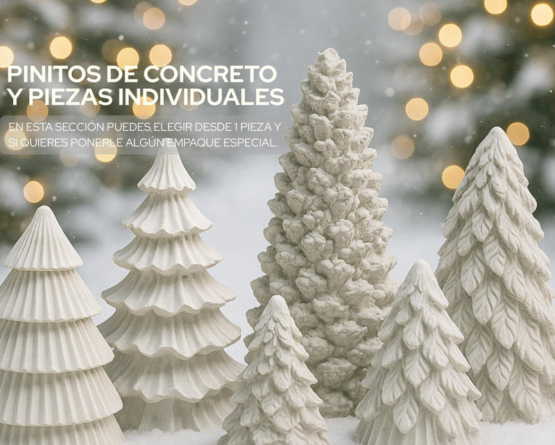 Pinitos de concreto sueltos en 2 tamaños para decoración navideña - Pirinola