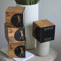Cubismo · Trofeo de Golf en Cubos de Madera y Acrílico