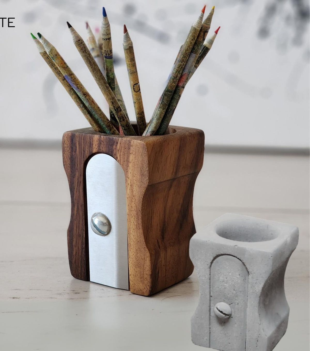 Sacapuntas Gigante decorativo pieza statement de madera para escritorio - Pirinola