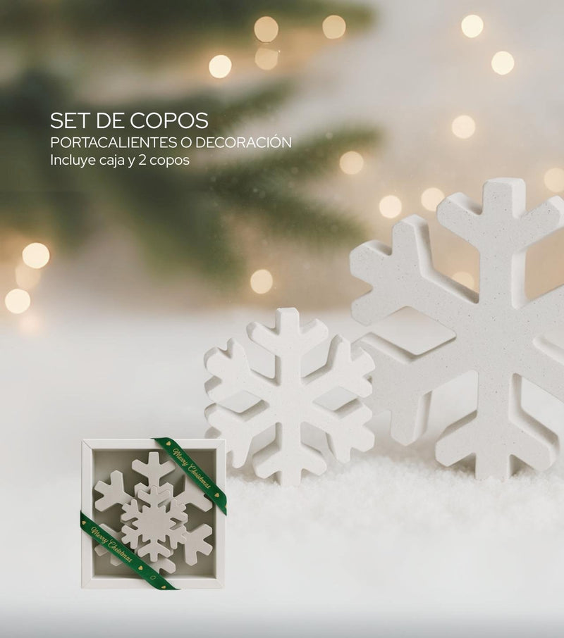 Set de Copos de Nieve decoración navideña de concreto portacalientes - Pirinola