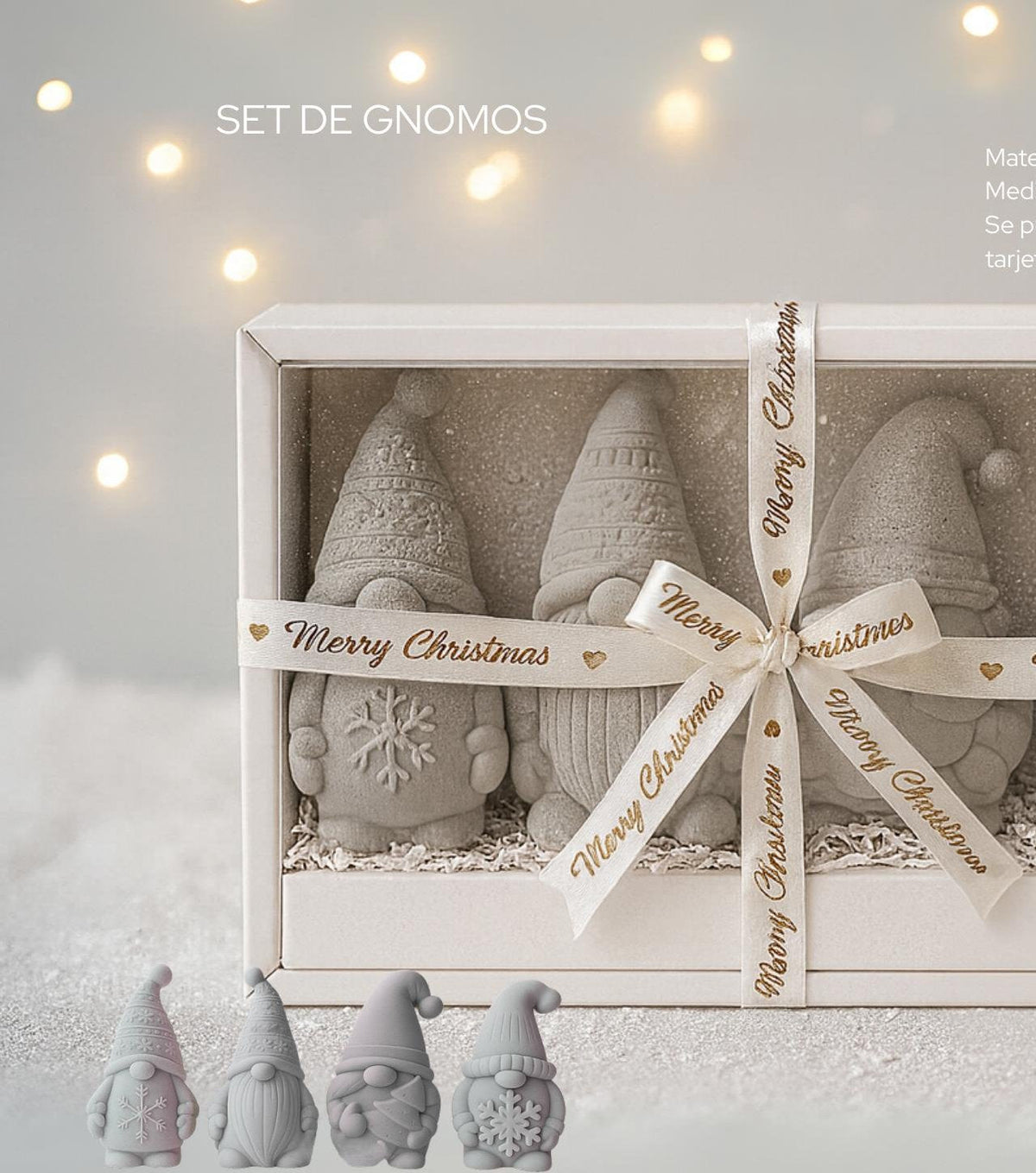 Set de Gnomos Navideños de concreto en caja Merry Christmas - Pirinola