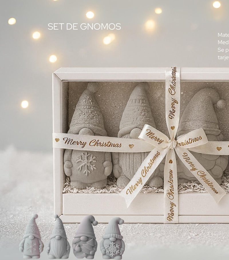 Set de Gnomos Navideños de concreto en caja Merry Christmas - Pirinola
