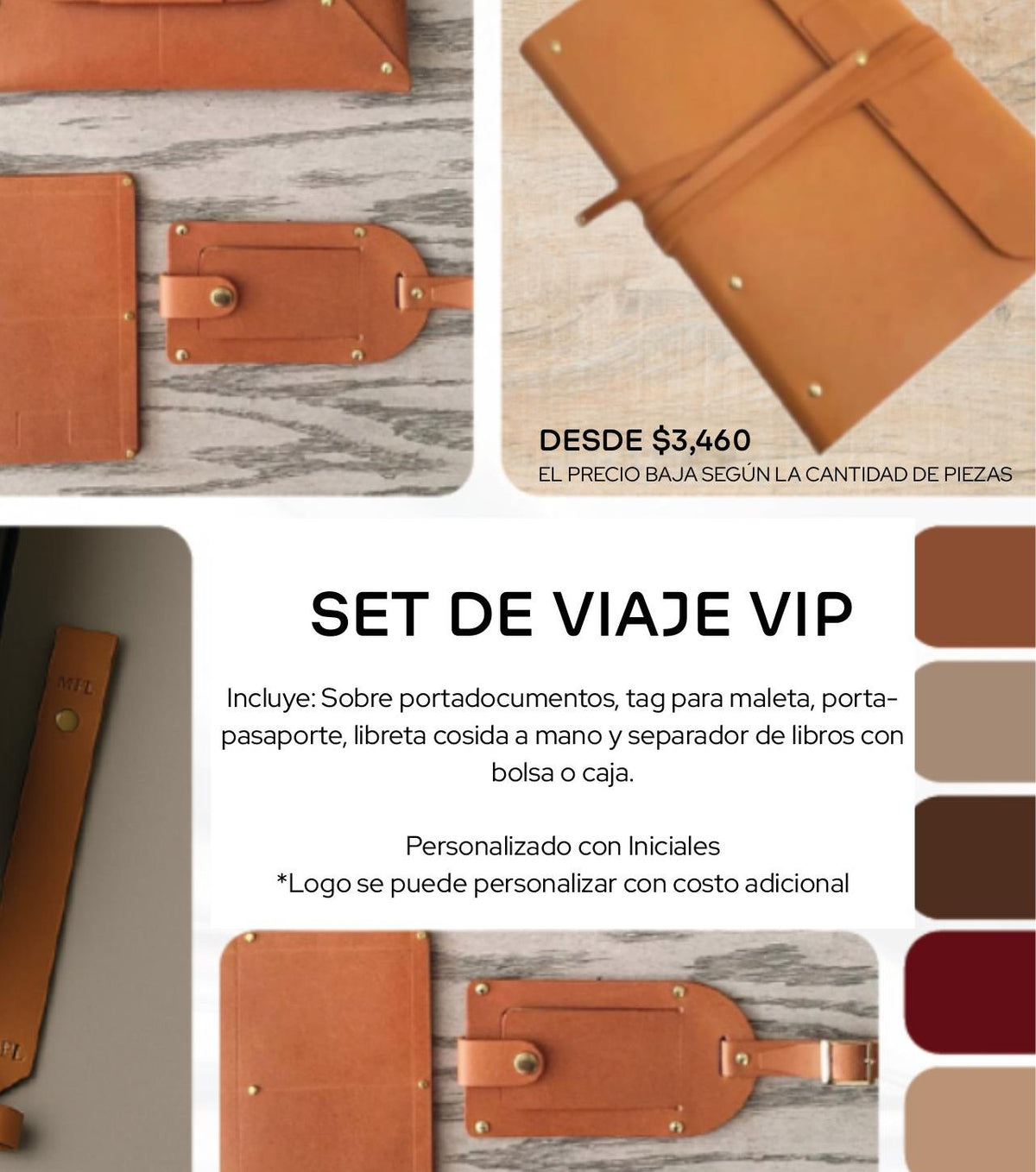 Set de Viaje VIP Welcome Kit Premium con porta-documentos y libreta cosida a mano - Pirinola