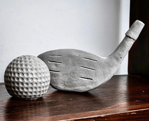 Decorative Golf Club And Golf Ball Set With Wooden Base