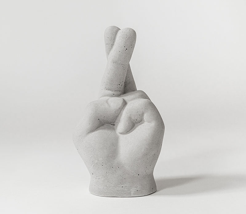 Concrete Hand Sculpture Crossing Fingers